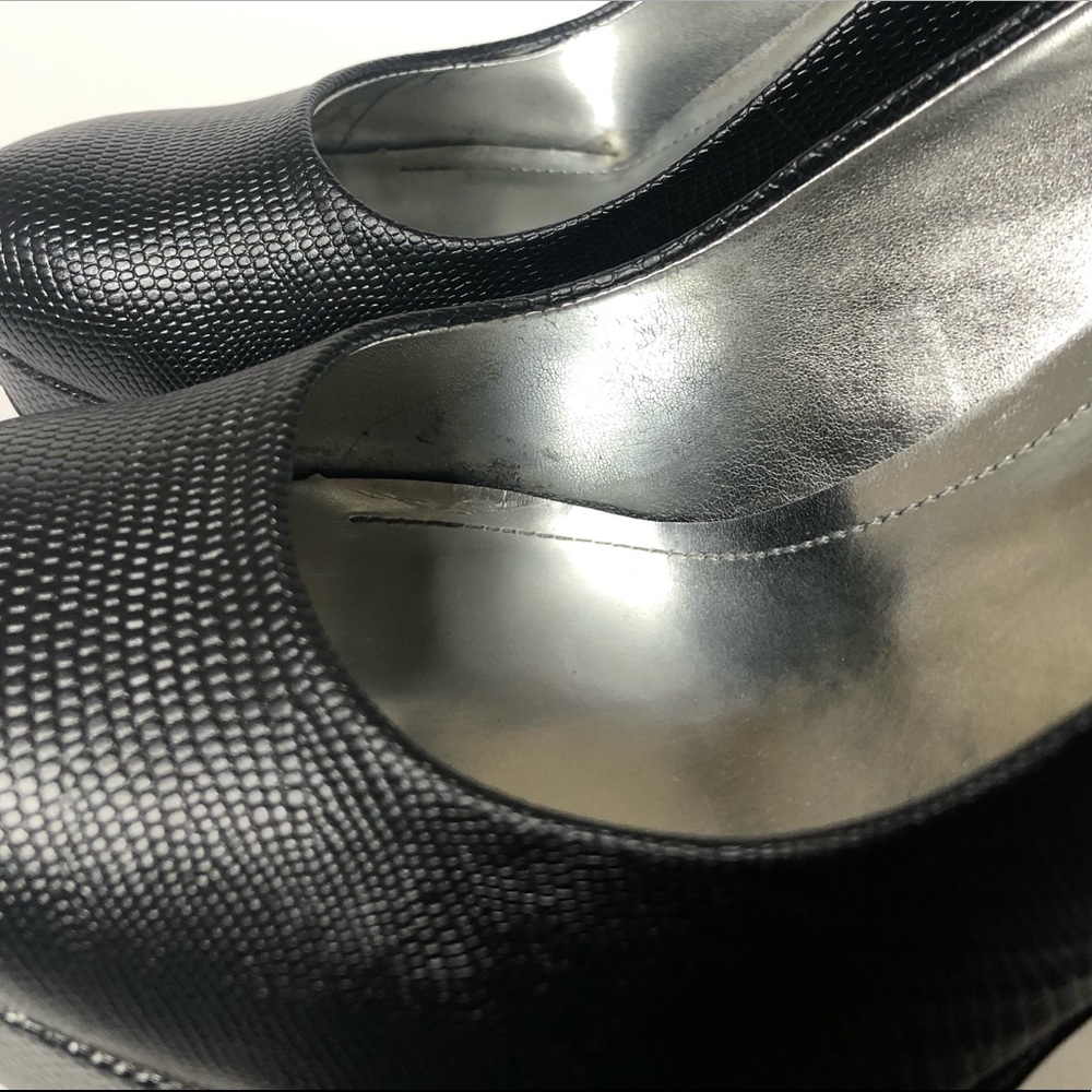 Calvin Klein Black Lizard-Embossed Platform Pumps | Statement Heels | 8.5 - Picture 7 of 7